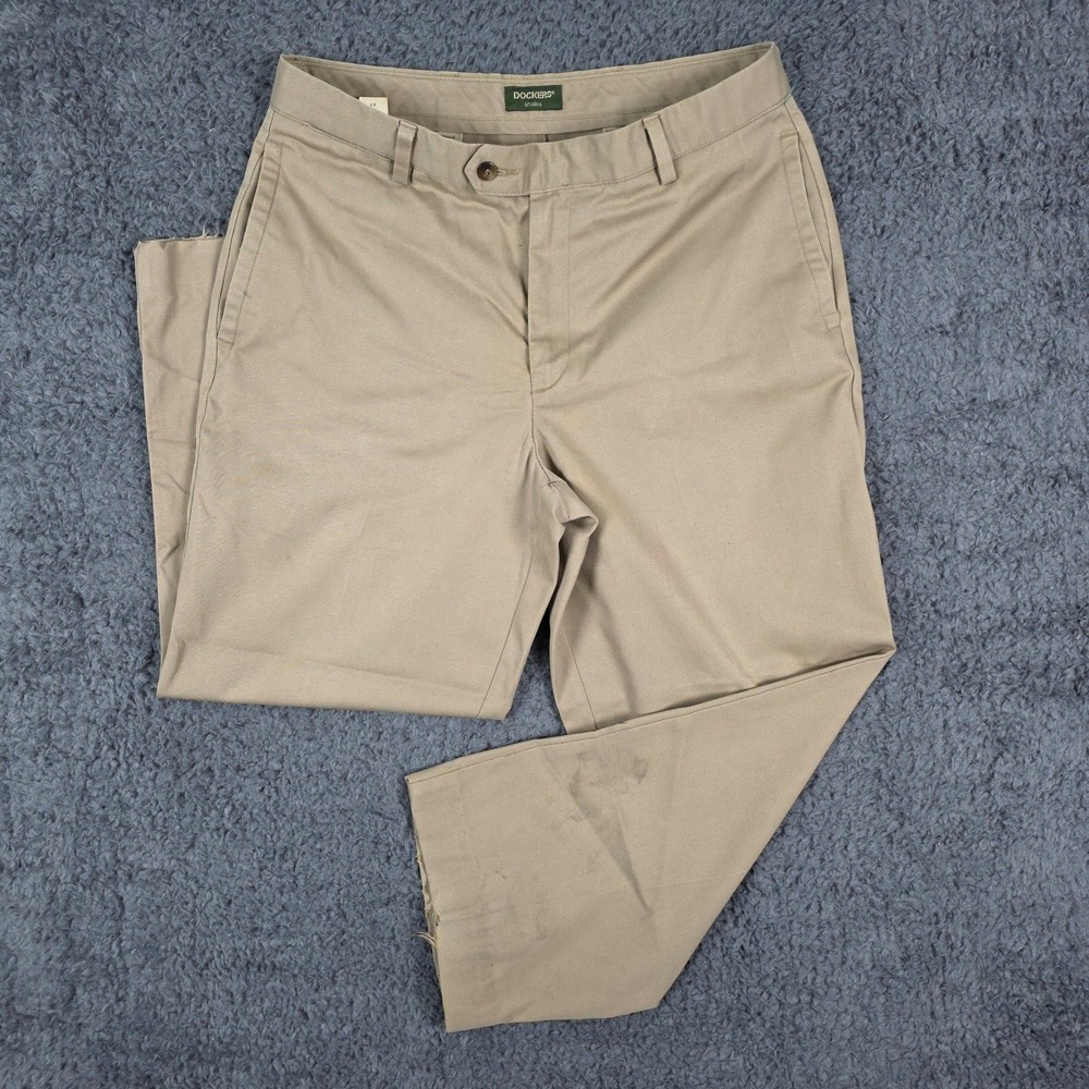 Vintage Dockers Pants Mens 34x30 Beige Khaki Retro 98' Relaxed‎ Fit Flat Front